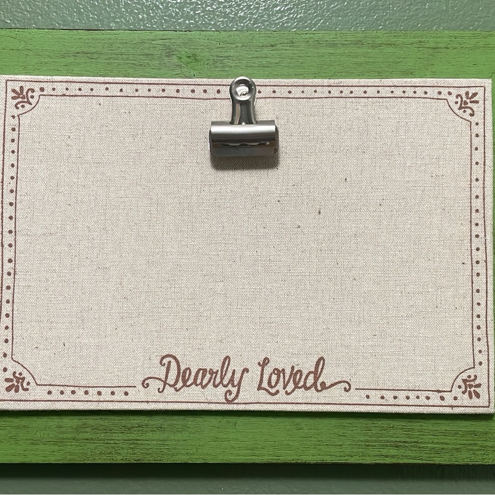 Green and Cream Decorative Clip Board Frame fits 5x7